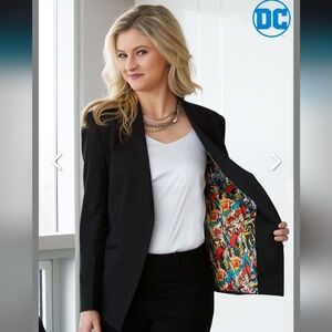 DC Comics Women's Vintage Print One-Button Blazer